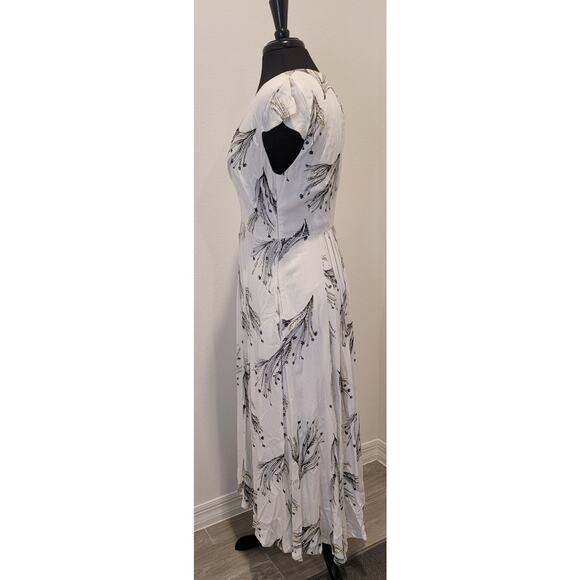 Free People Retro Boho Midi Dress Surplice V-Neck Size 4 Deep V Bohemian EUC - Picture 5 of 15